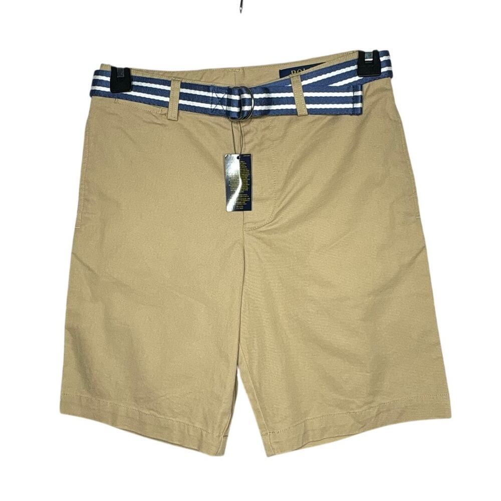 Polo Ralph Lauren Boys Khaki School Preppy Casual Belted Shorts Size 12 New